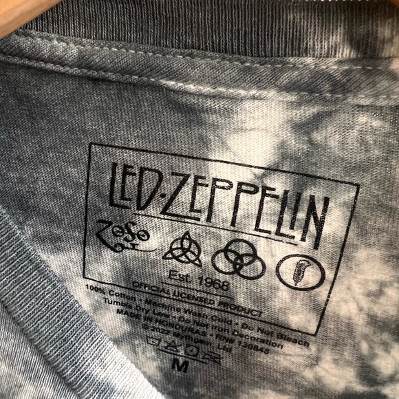 Led Zeppelin Tye Dye Tshirt, Grey & White, Medium - Picture 2 of 8